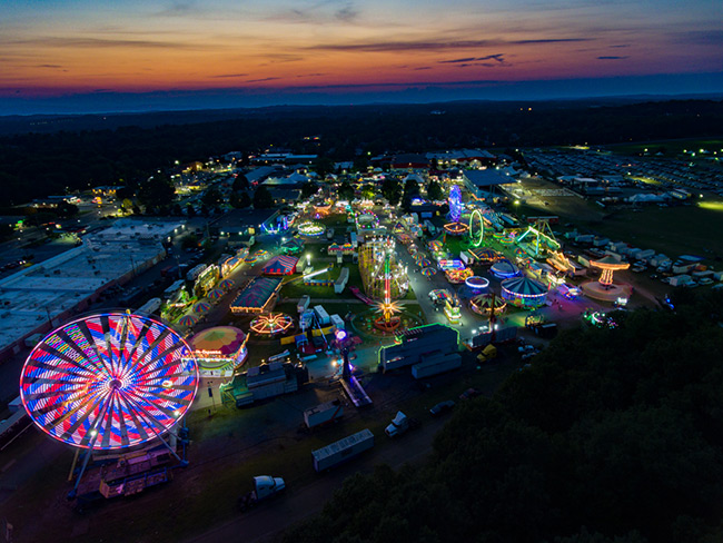 Champlain Valley Fair Night Essex Vermont aerial