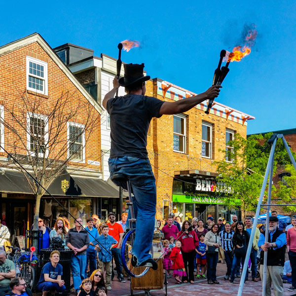 The Festival of Fools event on the Church Street Marketplace