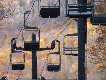Ski lifts at Bolton Valley Resort in Fall